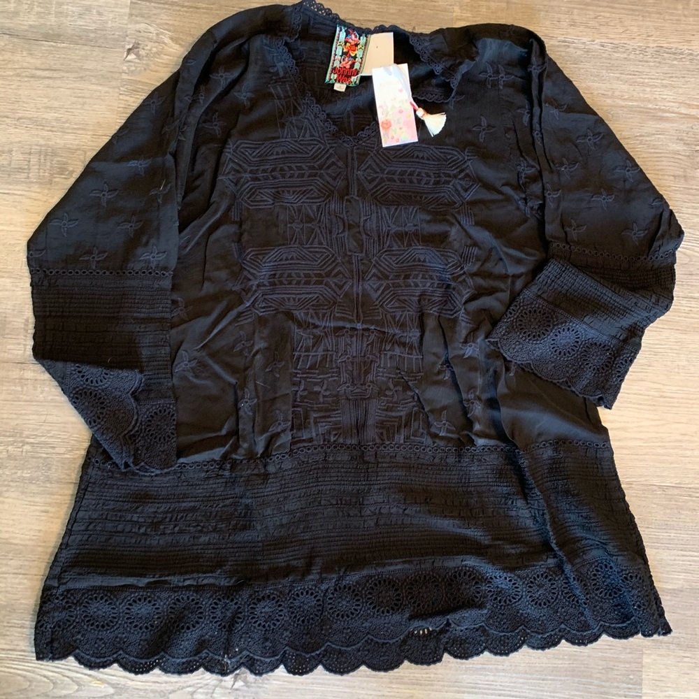 Johnny Was bohemian black dress NWT